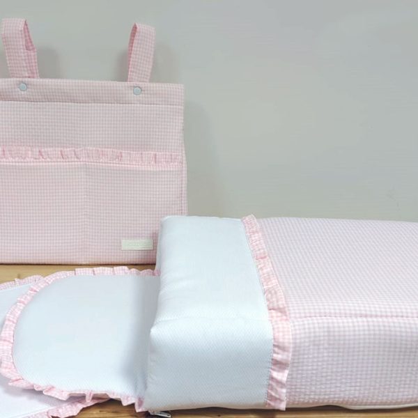 Capazo-Vichy cuadro Rosa claro/ Blanco