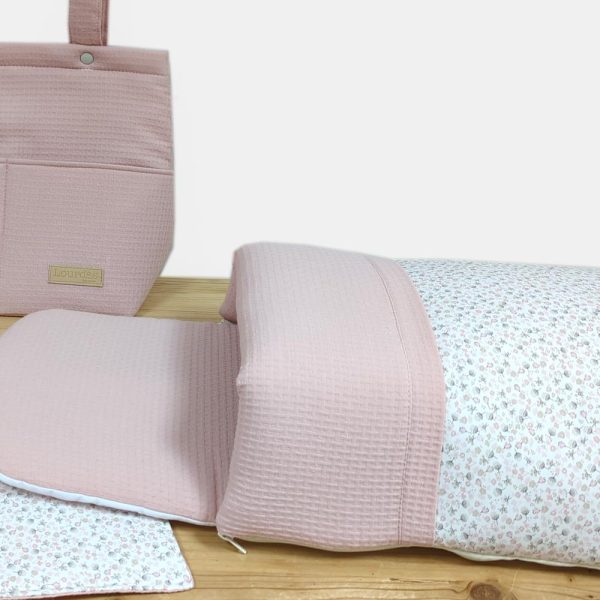 Capazo-Vichy Flor Rosa embozo adoquines rosa