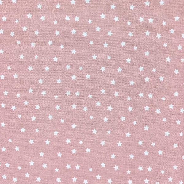 Outlet Tejido estrellas blanco fondo rosa