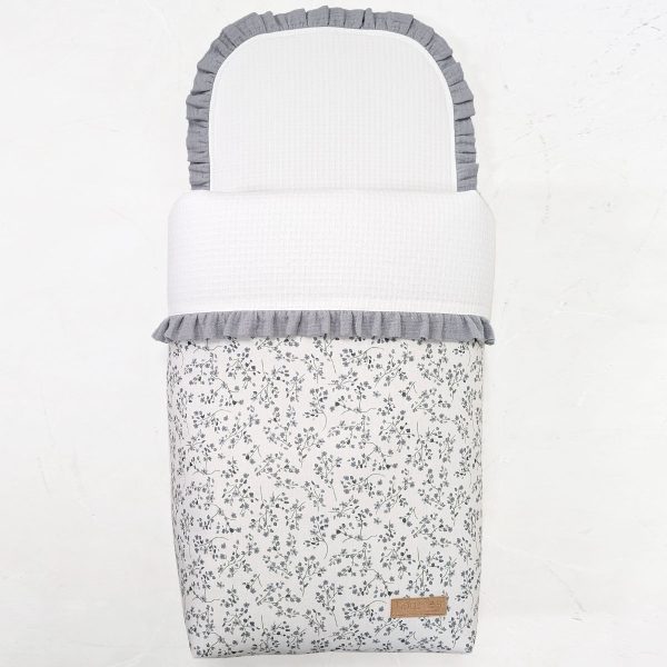 Capazo-Ramas gris con remate en bambula gris