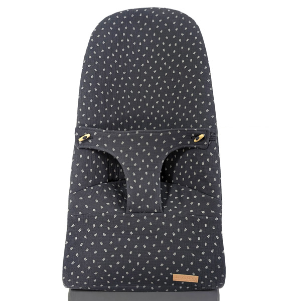 Funda Hamaca BabyBjorn Bambula gris oscuro hojas blanco