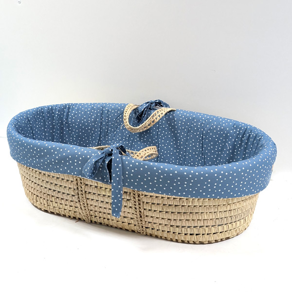 Outlet vestidura moisés con colchoneta azul estrellas blancas