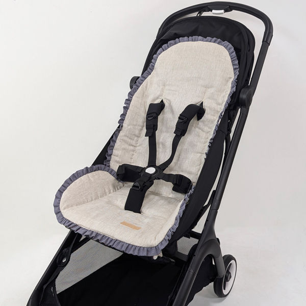 Funda Lino remate vichy azul/marrón