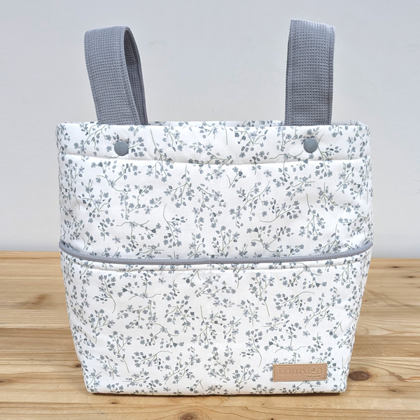 Bolso Mediano- Ramas gris remate minigofre