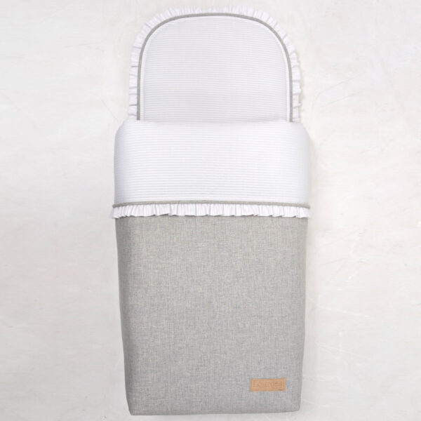 Capazo-Jaspeado gris milrayas blanco